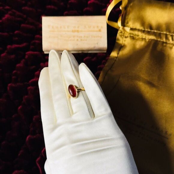 Antique 10k Gold Cabochon Carnelian Ring Size 4.5 Georgian Vintage Ring 2.8g - Picture 6 of 16